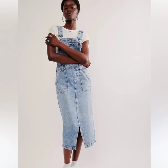 We the free Denim skirt Overalls small Bardot - Picture 4 of 10